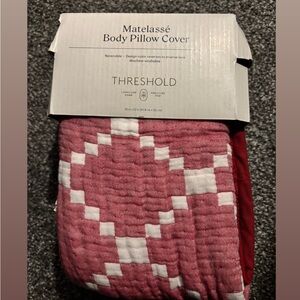 Threshold Quilted Body Pillow Cover - Pink & White Geometric